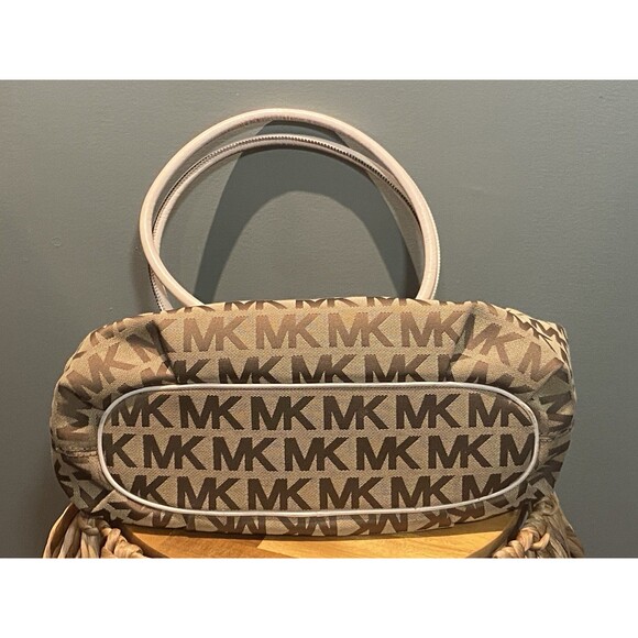 MICHAEL Michael Kors Purse Marina Signature Jacquard Drawstring Tassel HOBO Genu - Picture 7 of 16